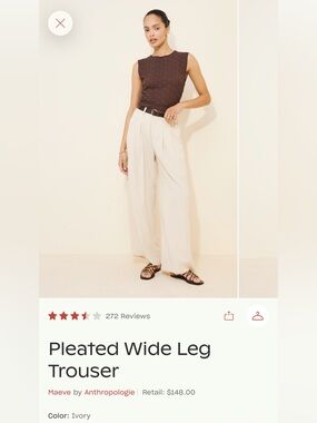 Maeve Pleated Wide-Leg Trousers — ivory